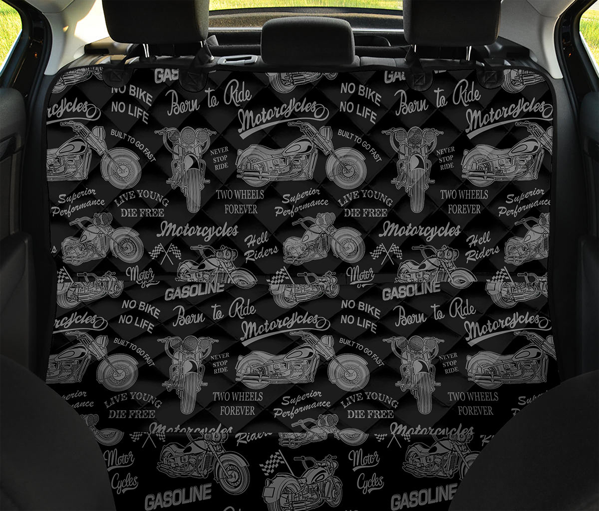 Motorcycle Quote Pattern Print Pet Car Back Seat Cover