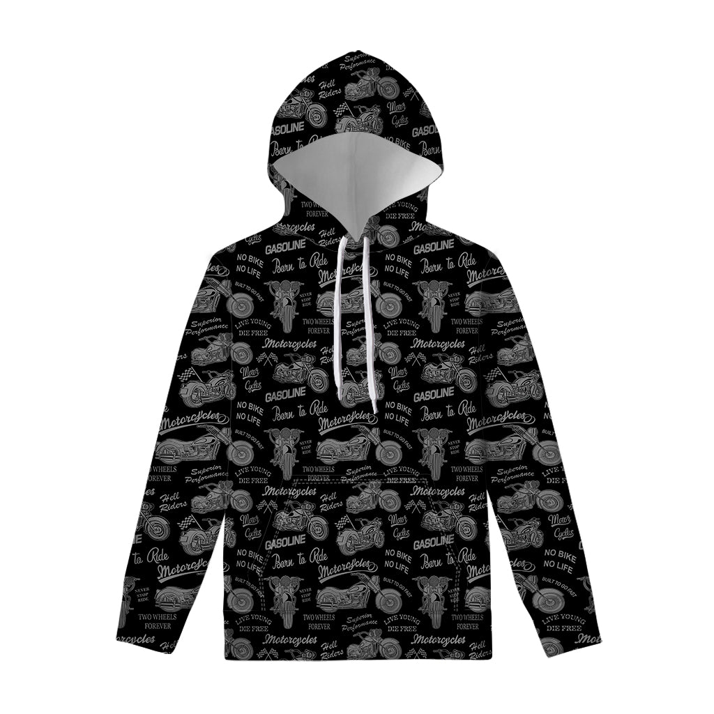Motorcycle Quote Pattern Print Pullover Hoodie