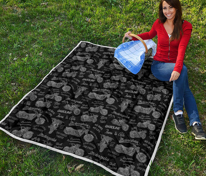 Motorcycle Quote Pattern Print Quilt