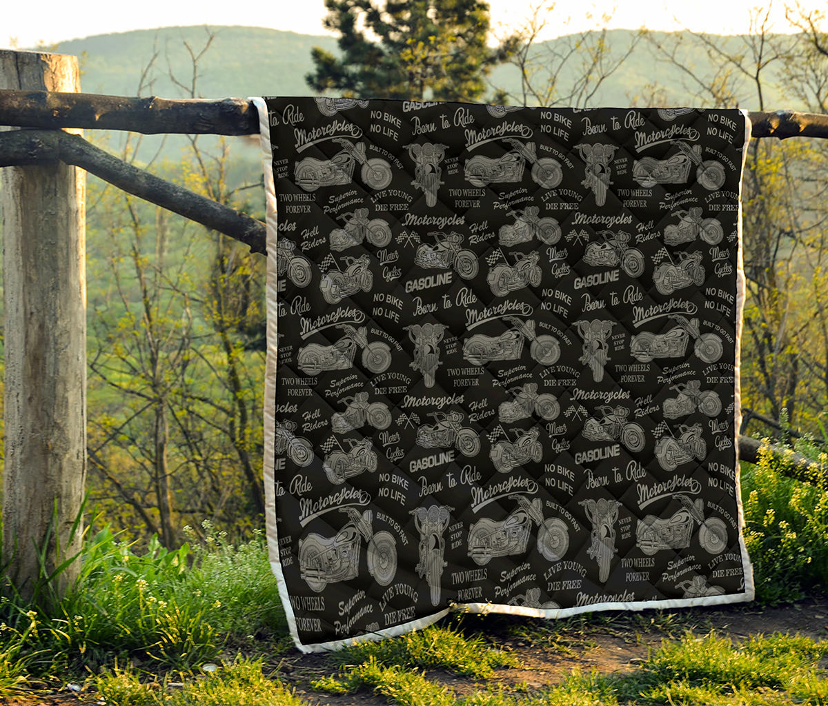 Motorcycle Quote Pattern Print Quilt