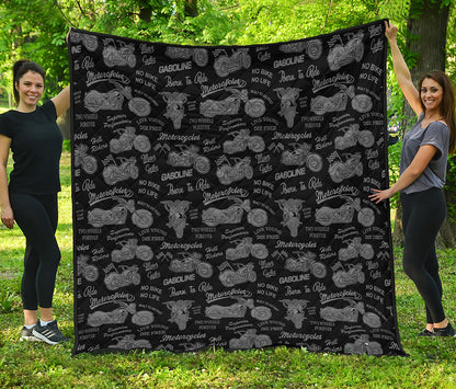 Motorcycle Quote Pattern Print Quilt