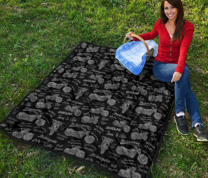 Motorcycle Quote Pattern Print Quilt