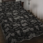 Motorcycle Quote Pattern Print Quilt Bed Set