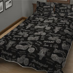 Motorcycle Quote Pattern Print Quilt Bed Set