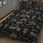 Motorcycle Quote Pattern Print Quilt Bed Set