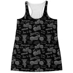 Motorcycle Quote Pattern Print Women's Racerback Tank Top