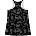 Motorcycle Quote Pattern Print Women's Racerback Tank Top