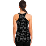 Motorcycle Quote Pattern Print Women's Racerback Tank Top