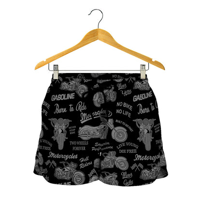 Motorcycle Quote Pattern Print Women's Shorts