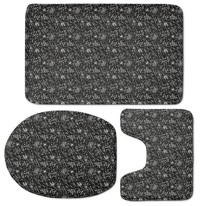 Motorcycle Words Pattern Print 3 Piece Bath Mat Set
