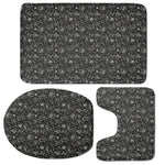 Motorcycle Words Pattern Print 3 Piece Bath Mat Set