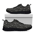 Motorcycle Words Pattern Print Black Running Shoes