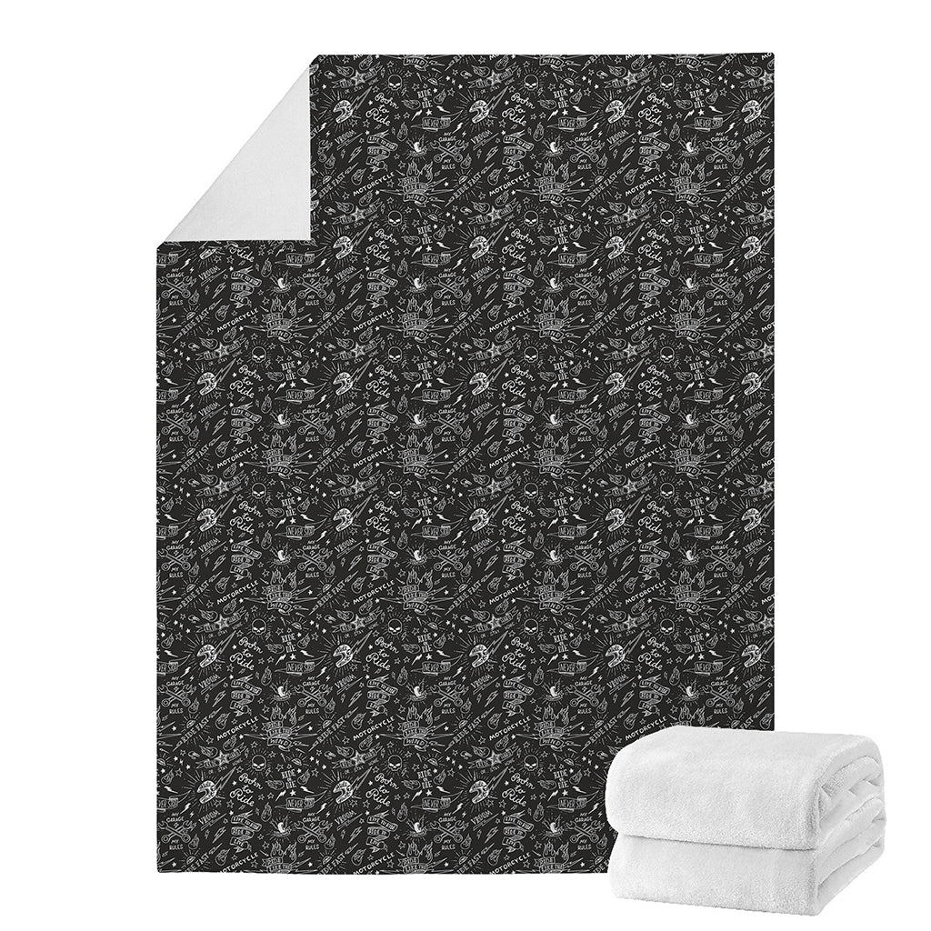 Motorcycle Words Pattern Print Blanket