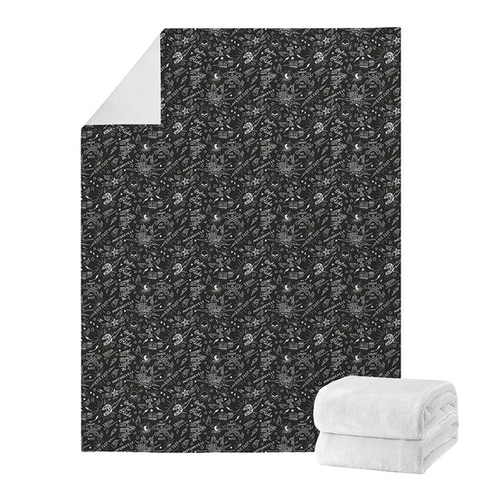 Motorcycle Words Pattern Print Blanket