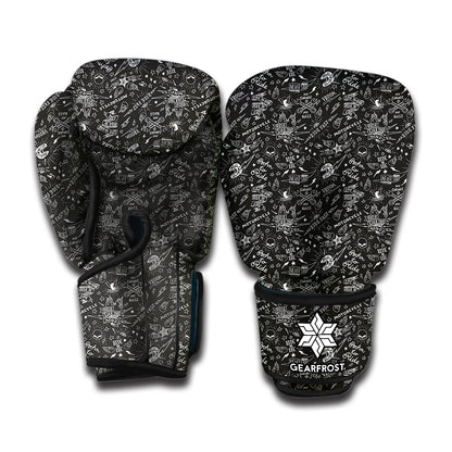 Motorcycle Words Pattern Print Boxing Gloves