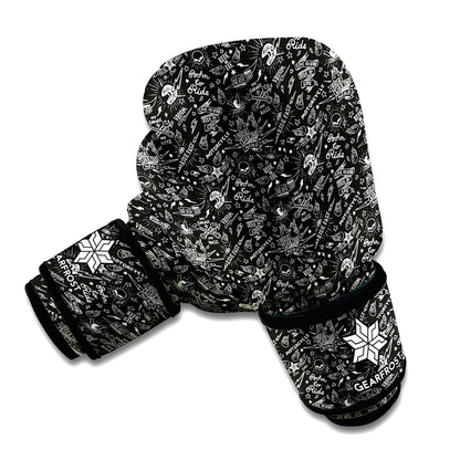 Motorcycle Words Pattern Print Boxing Gloves