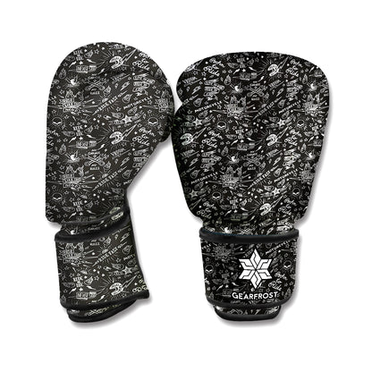 Motorcycle Words Pattern Print Boxing Gloves