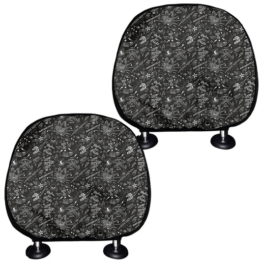 Motorcycle Words Pattern Print Car Headrest Covers