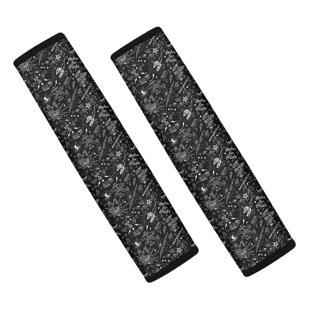 Motorcycle Words Pattern Print Car Seat Belt Covers