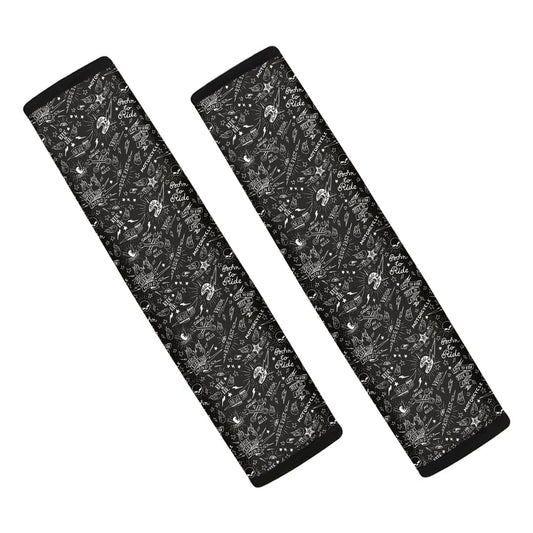 Motorcycle Words Pattern Print Car Seat Belt Covers