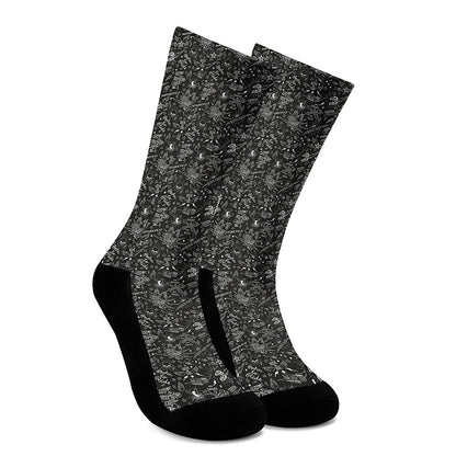 Motorcycle Words Pattern Print Crew Socks