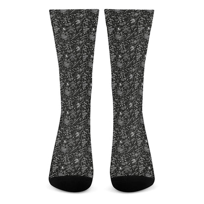 Motorcycle Words Pattern Print Crew Socks