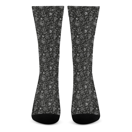 Motorcycle Words Pattern Print Crew Socks