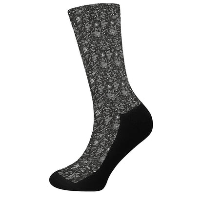 Motorcycle Words Pattern Print Crew Socks