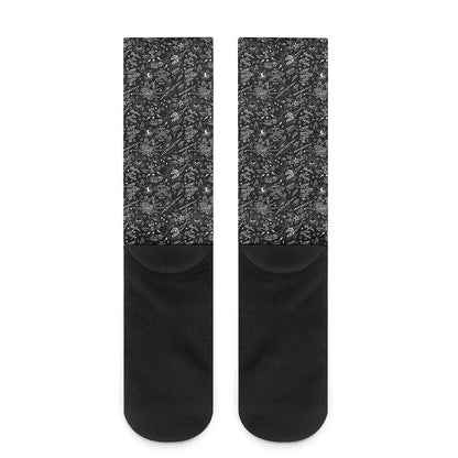 Motorcycle Words Pattern Print Crew Socks