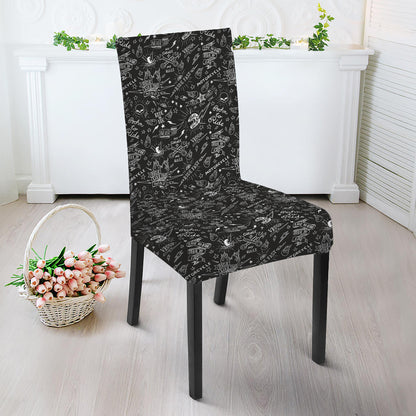 Motorcycle Words Pattern Print Dining Chair Slipcover