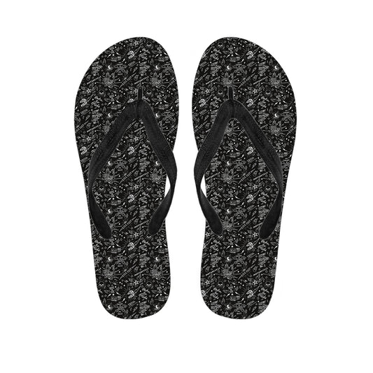 Motorcycle Words Pattern Print Flip Flops