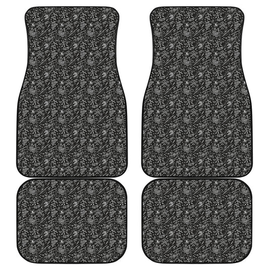 Motorcycle Words Pattern Print Front and Back Car Floor Mats