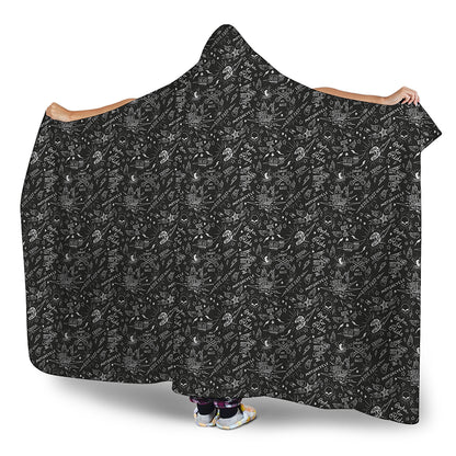Motorcycle Words Pattern Print Hooded Blanket