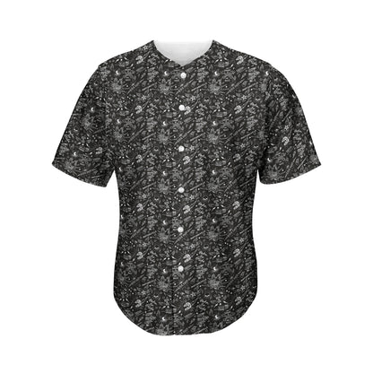 Motorcycle Words Pattern Print Men's Baseball Jersey