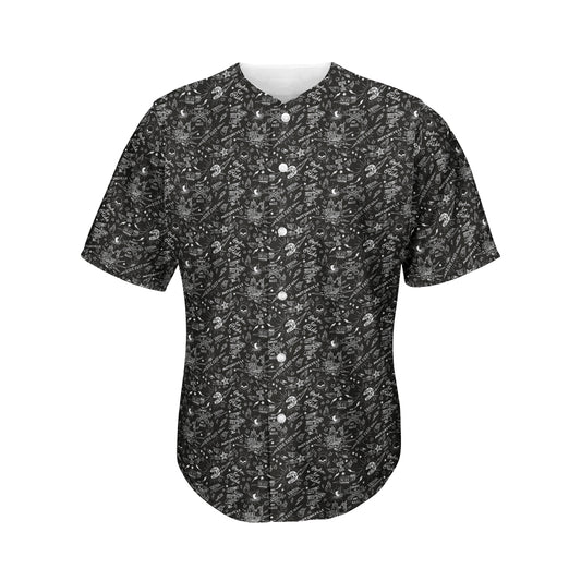 Motorcycle Words Pattern Print Men's Baseball Jersey