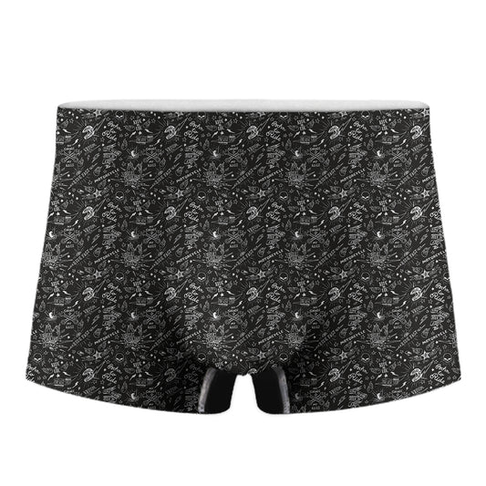Motorcycle Words Pattern Print Men's Boxer Briefs