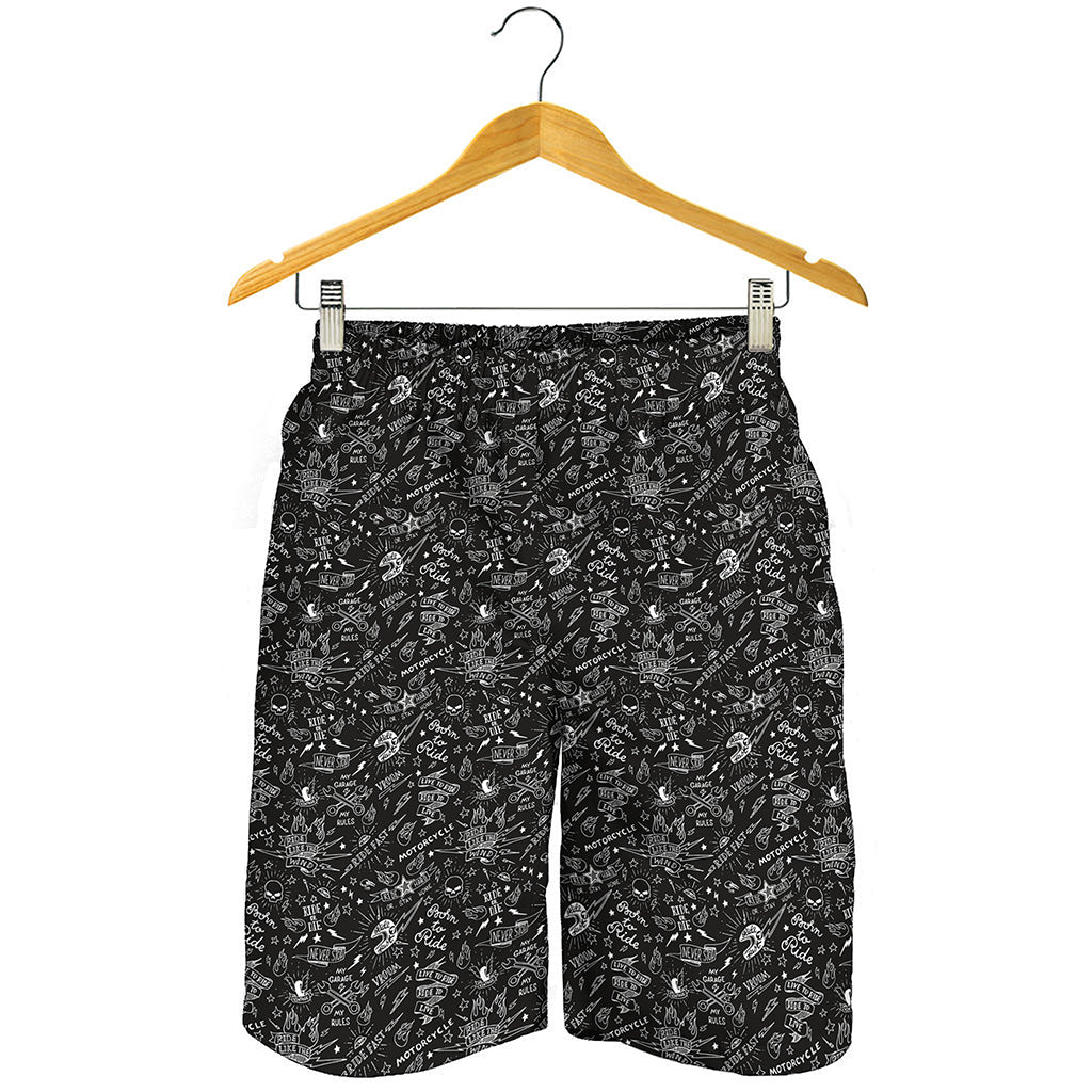 Motorcycle Words Pattern Print Men's Shorts