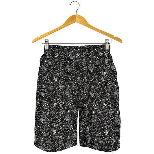 Motorcycle Words Pattern Print Men's Shorts