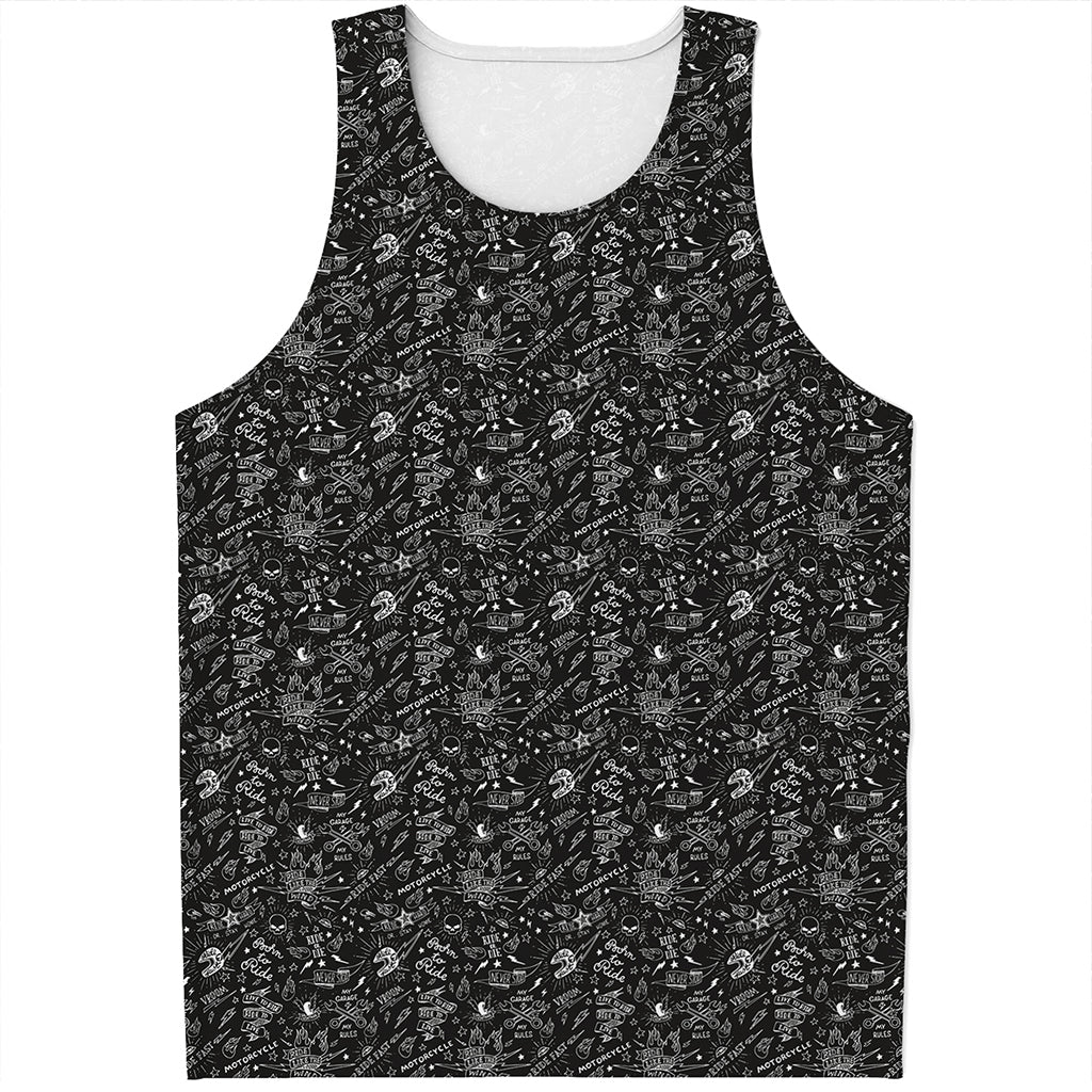 Motorcycle Words Pattern Print Men's Tank Top