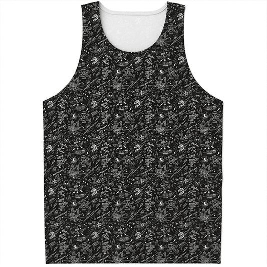 Motorcycle Words Pattern Print Men's Tank Top