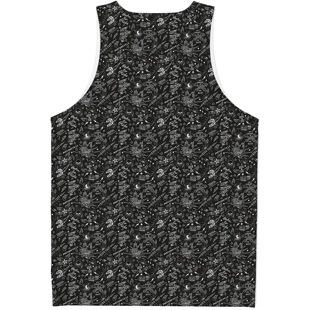 Motorcycle Words Pattern Print Men's Tank Top
