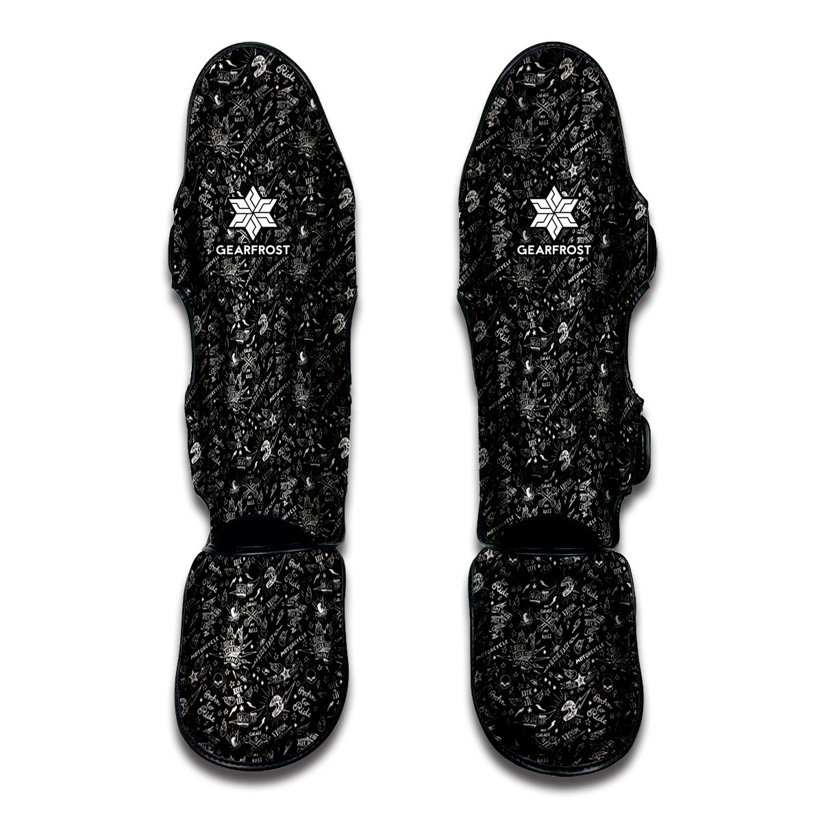 Motorcycle Words Pattern Print Muay Thai Shin Guard