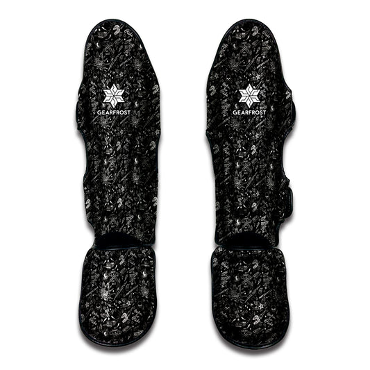 Motorcycle Words Pattern Print Muay Thai Shin Guard
