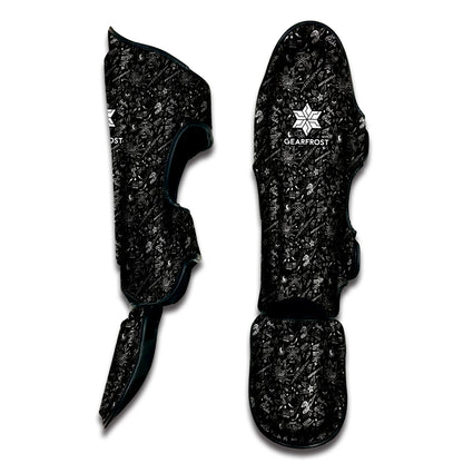 Motorcycle Words Pattern Print Muay Thai Shin Guard