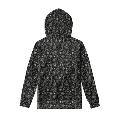 Motorcycle Words Pattern Print Pullover Hoodie