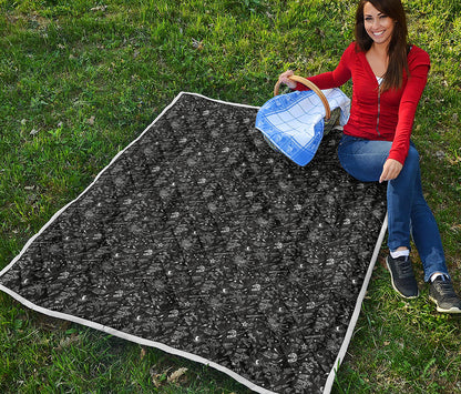 Motorcycle Words Pattern Print Quilt