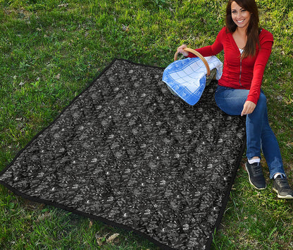 Motorcycle Words Pattern Print Quilt
