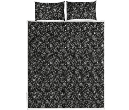Motorcycle Words Pattern Print Quilt Bed Set