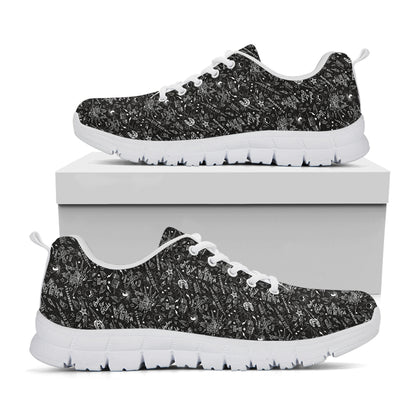 Motorcycle Words Pattern Print White Sneakers