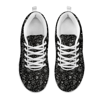 Motorcycle Words Pattern Print White Sneakers